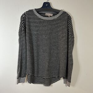 Philosophy Black Gray Stripe Knit Top Size S Casual French Girl Minimalist